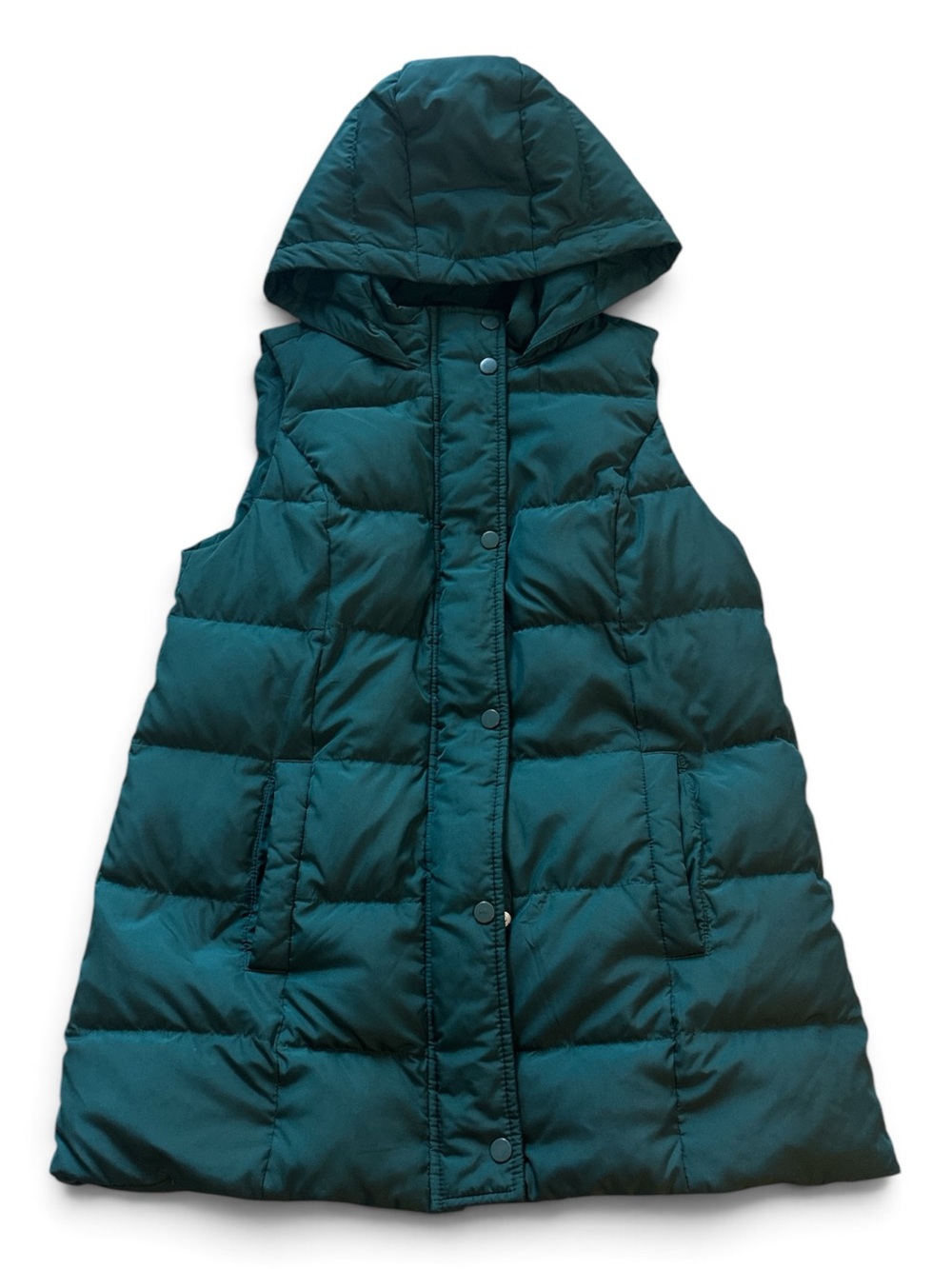 J. Jill Green Quilted Down Hooded Puffer Vest XS Petite